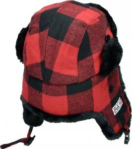 Fox Czapka uszatka w czerwoną kratę r. L 3