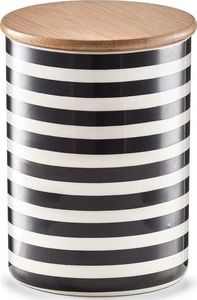 Zeller ZELLER Pojemnik z zakrywką bambusową, "Pasy", kol. biały/czarny, 11x15cm uniwersalny 1