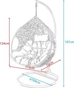 Saska Garden Fotel bujany Cocoon rozmiar XXXL z technoratanu Szary / Antracyt uniwersalny 2