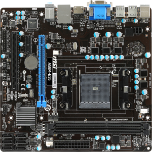 Płyta główna MSI A58M-E35, AMD A58 Socket FM2+ (PCX/VGA/DZW/GLAN/SATA/RAID/DDR3) mATX 2