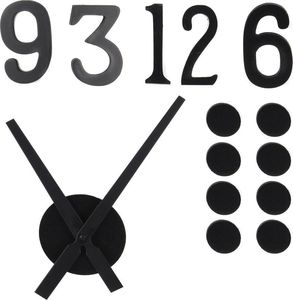 Segnale zegar ścienny czarny 40cm nowoczesny 3D naklejany uniwersalny (5012) 2
