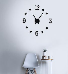 Segnale zegar ścienny czarny 40cm nowoczesny 3D naklejany uniwersalny (5012) 4