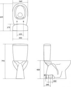 Zestaw kompaktowy WC Cersanit Arteco* 64.5 cm biały (K667-077) 2