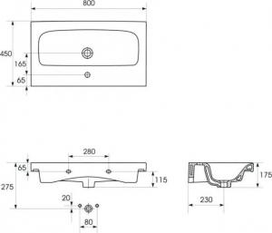 Umywalka Cersanit Moduo 80 cm mebowa (K116-013-ECO) 3