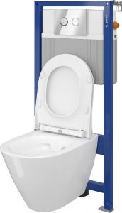 Zestaw podtynkowy Cersanit SET B324 stelaż Aqua + miska WC City Oval Clean-On + deska duroplastowa wolnoopadająca + przycisk Accento chrom (S701-324) 2