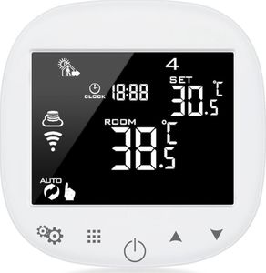 Acurel Dotykowy termostat WiFi regulator sterownik biały 16A + czujnik podłogowy uniwersalny 2