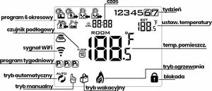 Acurel Dotykowy termostat WiFi regulator sterownik biały 16A + czujnik podłogowy uniwersalny 7
