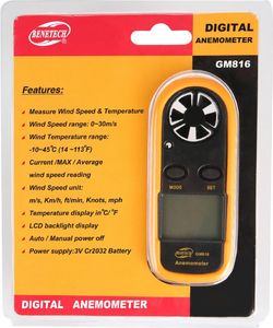 Benetech Anemometr wiatromierz z wyświetlaczem LCD uniwersalny 13