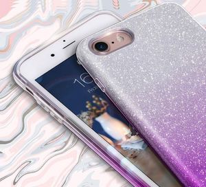 Etui Brokat Glitter XIAOMI REDMI 8A srebrno-fioletowe uniwersalny 5