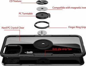 Etui Pancerne Clear Carbon Ring IPHONE 11 czarne uniwersalny 5