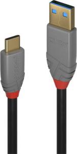 Kabel USB Lindy USB-A - USB-C 1.5 m Szary (36912) 1