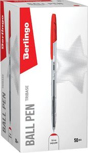 Berlingo Berlingo, pióro kulkowe, czerwony, 50szt, 1mm, Tribase 2