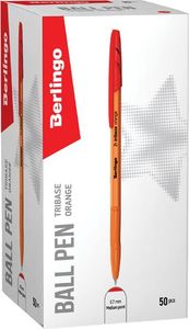 Berlingo Berlingo, pióro kulkowe, czerwony, 50szt, 0.7mm, Tribase Orange 2