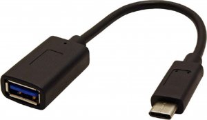 Kabel USB USB (3.1), USB A F- USB C M, 0.15m, okrągły, czarny, plastic bag, kabel OTG 1
