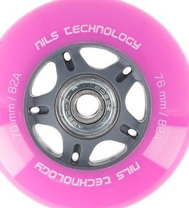 Nils Extreme PU 76x24 82A (4szt.) RÓŻOWE + ABEC-7 (8szt.) ZESTAW NILS EXTREME 2