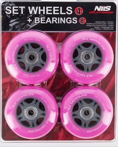 Nils Extreme PU 76x24 82A (4szt.) RÓŻOWE + ABEC-7 (8szt.) ZESTAW NILS EXTREME 4