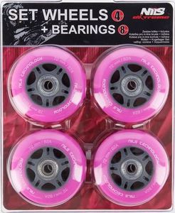 Nils Extreme PU 72x24 82A (4szt.) RÓŻOWE + ABEC-7 (8szt.) ZESTAW NILS EXTREME 4