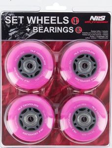 Nils Extreme PU 70x24 82A (4szt.) RÓŻOWE + ABEC-7 (8szt.) ZESTAW NILS EXTREME 4