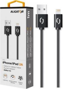 Kabel USB Aligator USB-A - Lightning 1 m Czarny (DAKA003) 2