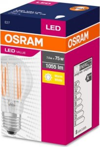 Ledvance OSRAM LED Filament VALUE ClasA 230V 8W 827 E27 noDIM A++ Sklo čiré 1055lm 2700K 10000h (krabička 1ks) 1