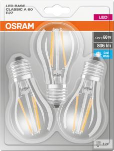 Ledvance Żarówka OSRAM LED BASE CL A Filament 7W 840 E27 806lm 4000K (CRI 80) 10000h A++ 2