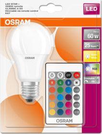 Ledvance Żarówka OSRAM LED STAR+ CL A RGBW Fros. 9W 827 E27 806lm 2700K (CRI 80) 25000h A+ DIMmable Rem Ctrl 2