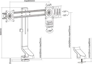 Maclean Uchwyt biurkowy na 2 monitory 17" - 27" (MC-854) 7