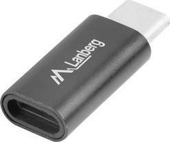 Adapter USB Lanberg Lightning - USB-C Czarny  (AD-UC-LM-02) 1
