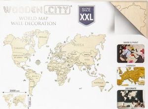 WOODEN CITY Mapa świata rozmiar XXL kolor dark 1