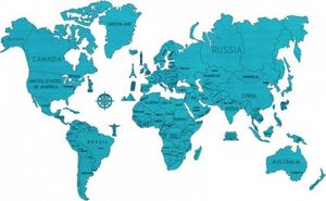 WOODEN CITY Mapa świata rozmiar XL kolor cyan 1