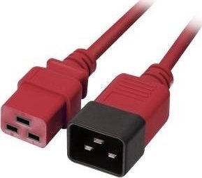 Kabel zasilający Lindy Lindy IEC-Netzverlängerung C19 auf C20 rot 2m extern bulk 1