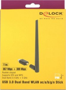 Antena Delock DELOCK WLAN-Stick USB3.0 Dualband 300Mbps + ext. Antenne 3