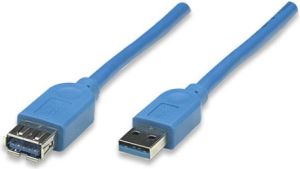 Kabel USB Manhattan USB-A - USB-A 2 m Niebieski (322379) 1