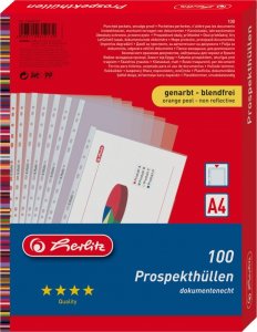 Herlitz Koszulka na dokumenty A4 wytłaczany Premium opakowanie 100 sztuk 2