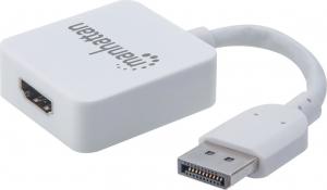 Adapter AV Manhattan DisplayPort - HDMI biały (152648) 1