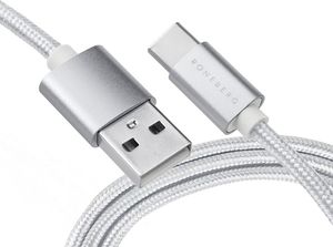 Kabel USB Roneberg Kabel USB-C w oplocie 1m Roneberg : KOLOR - SREBRNY 1
