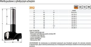 CMT CMT WIERTŁO PUSZKOWE HW D=35 L=60 S=8x30 CMT392.350.11 1