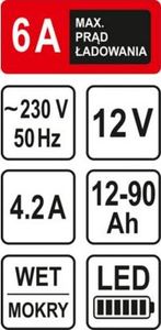 Sthor STHOR PROSTOWNIK 12V 6A 90Ah LED T82542 2