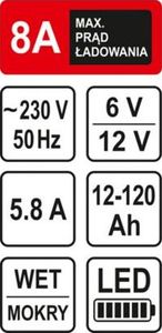 Sthor STHOR PROSTOWNIK 6/12V 8A 120Ah LED T82543 2