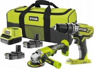 Zestaw elektronarzędzi Ryobi zestaw powerpack 18V R18PDAG-220S R18PD3+R18AG 2x2,0Ah + torba (5133003766) 1