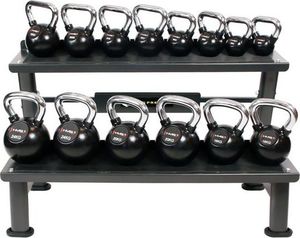 HMS Dwupoziomowy Stalowy Stojak na Hantle Kettlebell 2