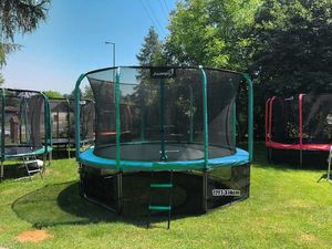Trampolina ogrodowa Jumpi ogrodowa Maxy Comfort z siatką wewnętrzną 12.5 FT 374 cm zielona 16