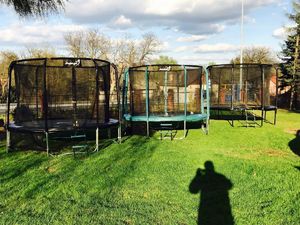 Trampolina ogrodowa Jumpi ogrodowa Maxy Comfort z siatką wewnętrzną 12.5 FT 374 cm zielona 4