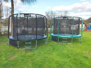 Trampolina ogrodowa Jumpi ogrodowa Maxy Comfort z siatką wewnętrzną 12.5 FT 374 cm zielona 5