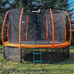 Trampolina ogrodowa Jumpi ogrodowa Maxy Comfort Plus z siatką wewnętrzną 12.5 FT 374 cm pomarańczowa 2