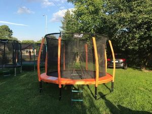 Trampolina ogrodowa Jumpi ogrodowa Maxy Comfort Plus z siatką wewnętrzną 12.5 FT 374 cm pomarańczowa 3