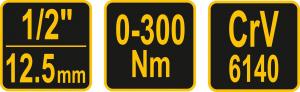Vorel Klucz Dynamometryczny Wychylny 1/2" 0-300Nm (T57451) 3