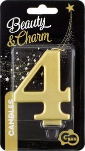 GoDan Świeczka urodzinowa "4" złota 8cm 2