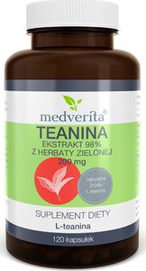 MEDVERITA Teanina 200mg, Ekstrakt 98% z zielonej herbaty, 120 kapsułek 1