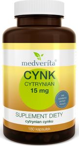 MEDVERITA Medverita Cynk Cytrynian 15mg, 180 kapsułek 1